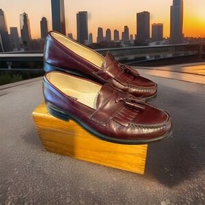 BOSTONIAN Impression Burgundy Kiltie Tassel Loafers Leather‎ Shoes 10 D/B EUC